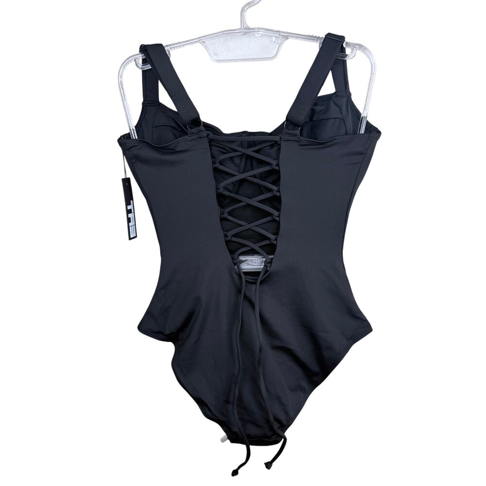 TA3 Lifty Black One-Piece Corset Lace-Up Underwire MED J/K Cup - Picture 4 of 5